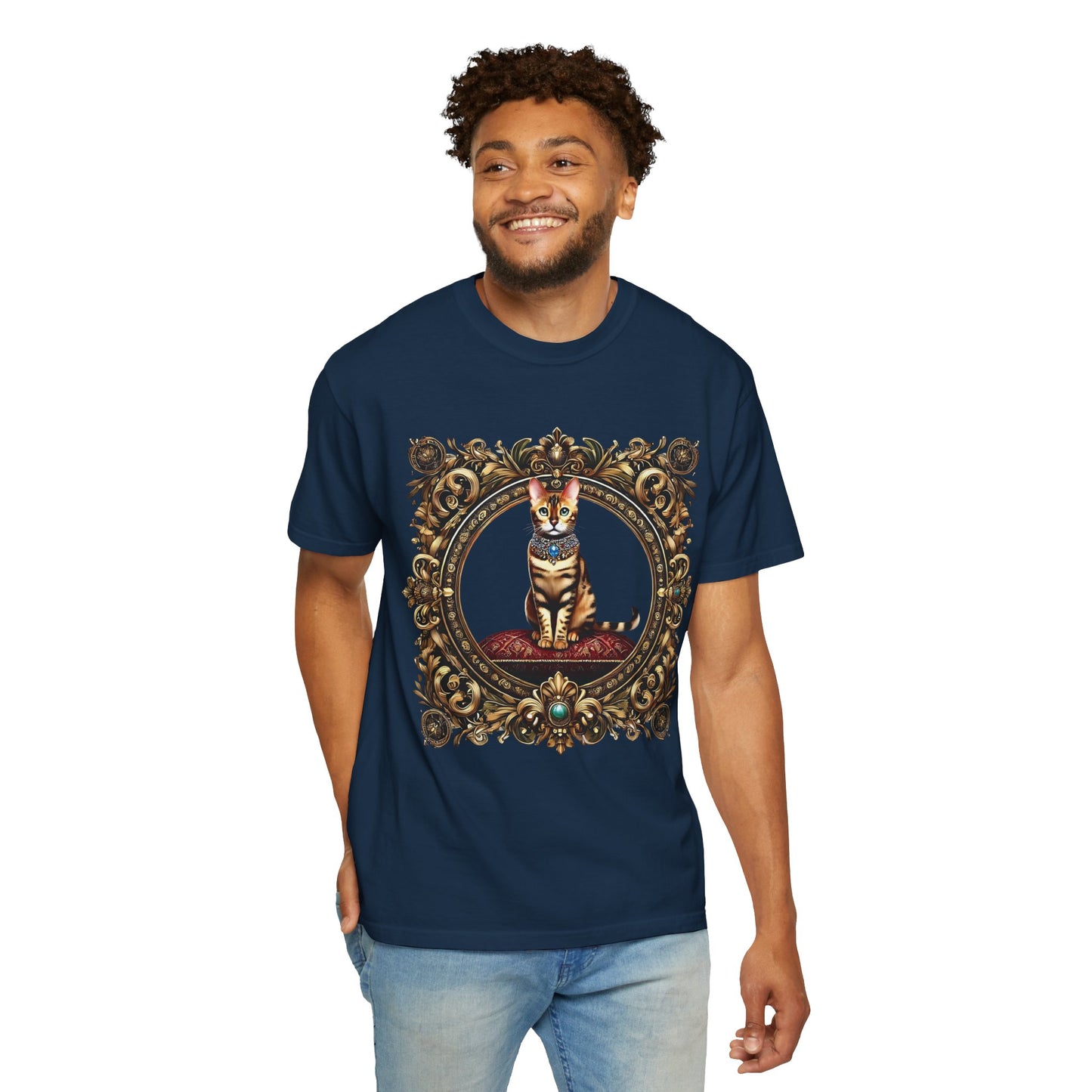 Golden Majesty: The Regal Bengal Unisex Garment-Dyed T-shirt