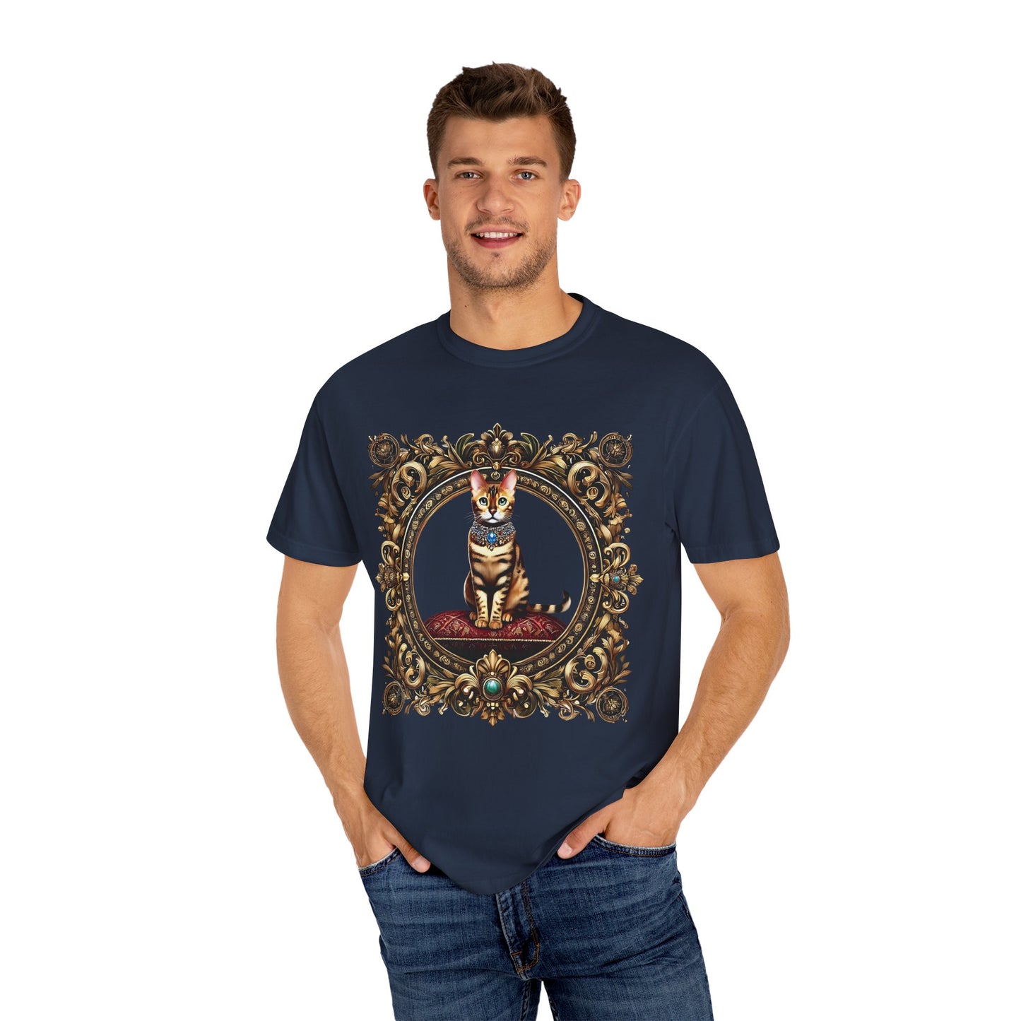 Golden Majesty: The Regal Bengal Unisex Garment-Dyed T-shirt